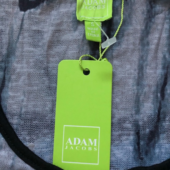 Blue green grey taupe long sleeved Adam Jacobs Women’s Top graffiti design - Picture 6 of 12